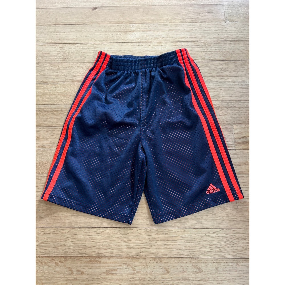 Adidas Mesh Basketball Shorts Boys Size 7 Navy Orange